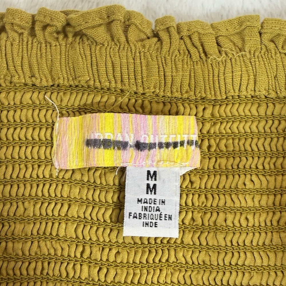 Urban Outfitters Penny Smocked Midi Dress Strapless Yellow Ruffle Cotton Sz M - Picture 6 of 12